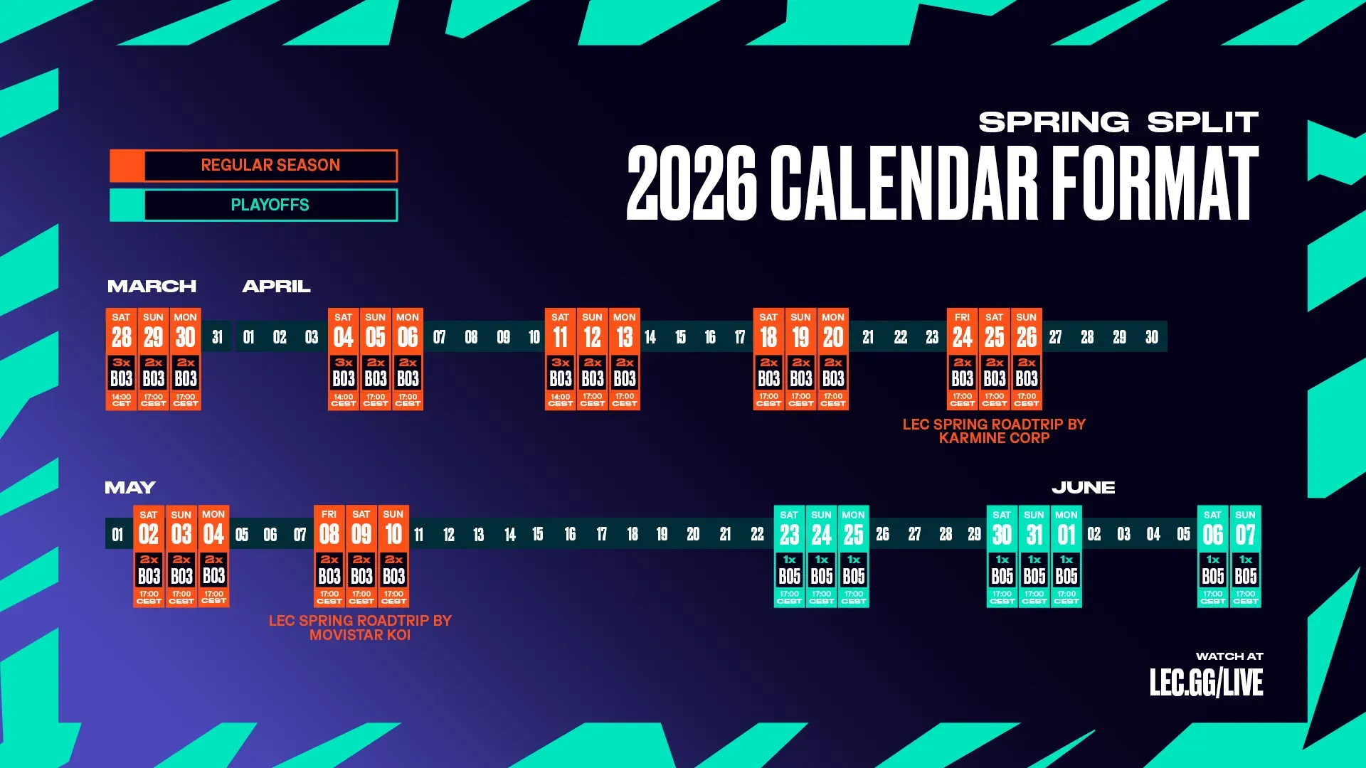 LEC Spring 2026 Calendar